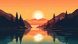 Sunset at Lake illustration