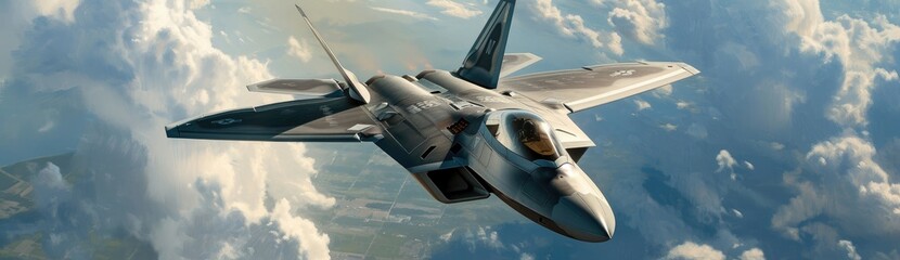 Wall Mural - A stealth fighter plane soaring through the air, embodying speed and precision.