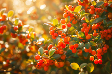  Sunlit berries on bush
