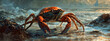 crab on the seashore. Selective focus.
