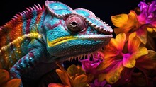 Chameleon Extreme Close-up. Generative AI