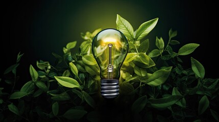 Wall Mural - green energy lightbulb. generative ai