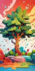 Poster - tree with colorful leaves