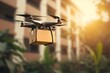 Cardboard boxes, fabrication, unit employing smart UAV parcel delivery drone helicopter technology emerges. Unsupervised service revolutionizes industry, efficient packaging and delivery solutions.