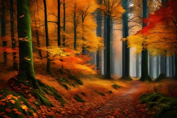 Wall Mural - The forest in autumn - colorful