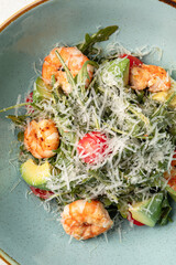 Wall Mural - Portion of gourmet caesar salad with shrimp
