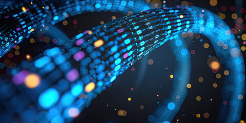 Poster - Futuristic data stream, Digital flow. Dynamic pattern with power rays and light.Data transferring. Information concept. Technology background 