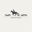 Logo design, horse rider accompanied by dogs