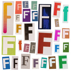 Wall Mural - Letter F cut out from newspapers