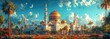 Arabian Nights: A Dreamy Mosque in a Cloudy Sky Generative AI