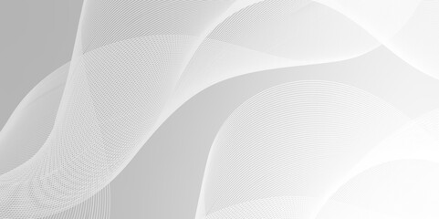 Fototapete - Gray and white abstract background with flowing particles. Digital future technology concept. business background lines wave abstract flowing stripe and curve.