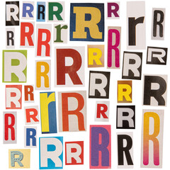 Wall Mural - Letter R cut out from newspapers