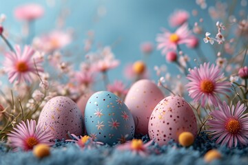 Wall Mural - Easter Eggstravaganza: A Colorful Celebration of Spring Generative AI