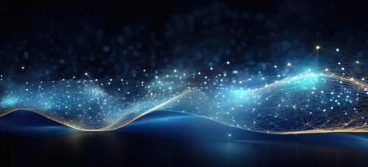 Aufkleber - Dynamic network connections with glowing nodes and lines on dark background. Technology and innovation.
