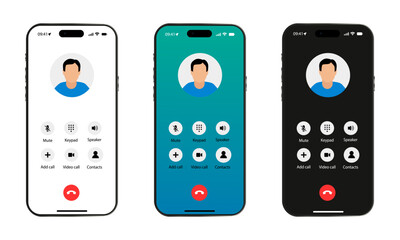Poster - Smartphone call application interface template on a white background. The concept of incoming calls. Vector eps10