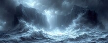 February's Fury: A Stormy Night In The Ocean Generative AI