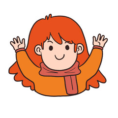 Illustration of cute little girl wearing autumn clothes. Cartoon fashion vector illustration