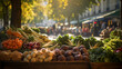 City farmer's market. AI generated image.