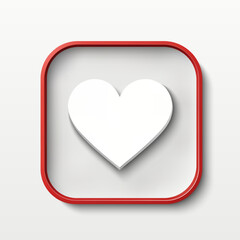 Heart icon in a red frame on a white background. Dating app icon. Concept of love, declarations of love for valentine's day. Vector illustration on white background