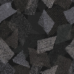 Wall Mural - Seamless gray camouflage pattern with random scattered overlapping tulle pieces, patches. Mesh structure. Random composition. For apparel, fabric, textile, sport goods Grunge texture