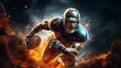 © Kùmo - Extreme NFL sport, american football black player, splash background