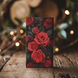 Mockup Foldable invitation card with red rose pattern 