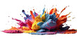 Colorful rainbow holi paint splash, color powder explosion isolated on white background, Generated AI