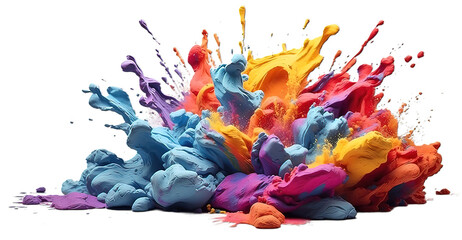 Colorful rainbow holi paint splash, color powder explosion isolated on white background, Generated AI