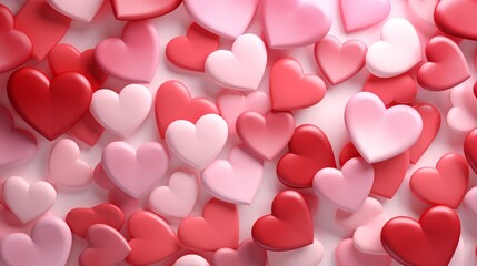 Wall Mural - valentine's day background of pink and red hearts