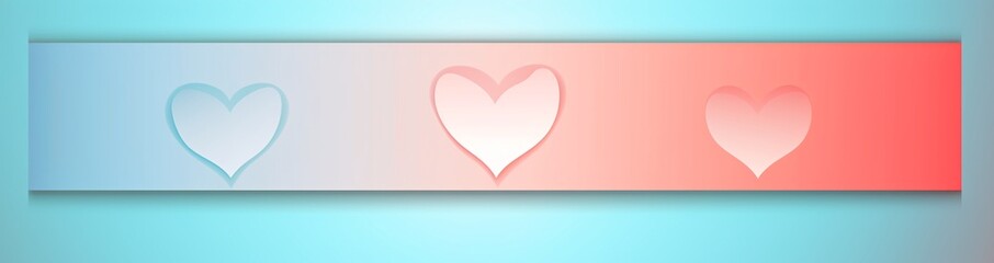 Wall Mural - valentine's day banners with hearts on blue and pink backgrounds