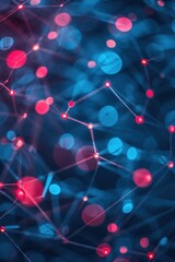 Poster - Abstract background with red and blue dots and lines.