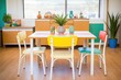 retro dining setup with formica table and vintage chairs