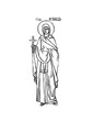 Saint Euphrosyne (name english). Coloring page in Byzantine style on white background