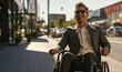 Businessman in Wheelchair En Route to Office: A Candid Capture