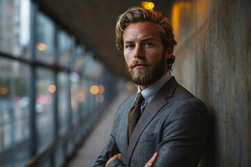 Wall Mural - Portrait of young well dressed handsome businessman