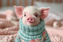 On The Front, There Is A Very Cute Mini Pig Baby, With A Super Realistic, Cute And Round Face, Bright Big Eyes And Cute Double Eyelids