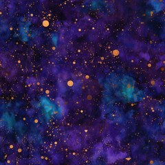 Wall Mural - Cosmic Clouds and Golden Dots. A mesmerizing display of purple cosmic clouds sprinkled with golden dots.