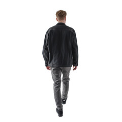 Wall Mural - casual modern man walking, back view on a transparent background