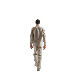 Wall Mural - casual modern man walking, back view on a transparent background