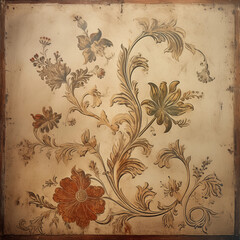 Wall Mural - Ornament with flower and leaves