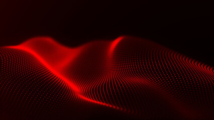 Leinwandbilder - Futuristic particle wave. Abstract technology background. Big data visualization. 3D rendering.