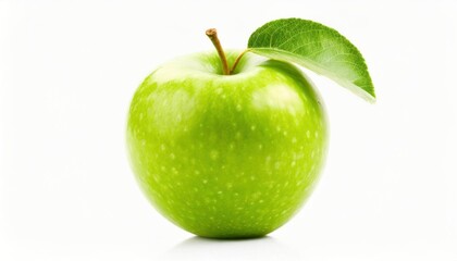 Wall Mural - Juicy green apple isolated on white background. Healthy food photography concept.