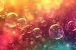 © PHAISITSAWAN - Abstract PC desktop wallpaper background with flying bubbles on a colorful background. AI Generated