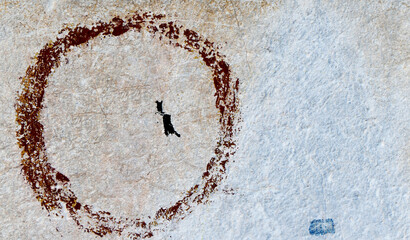 Wall Mural - circle shape drawn on an old dirty marble stone
