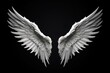 A pair of white wings on a black background. generative AI