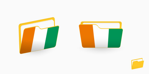 Canvas Print - Ivory Coast flag on two type of folder icon.