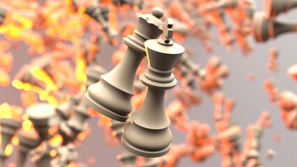 Chess pieces photo render template 