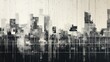 © DELstudio - Generative AI, Poster with cityscape in risograph and glitch style, monochrome colors