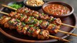 Skewered Skewers: A Tasty Trio of Meat and Vegetable Sticks Generative AI