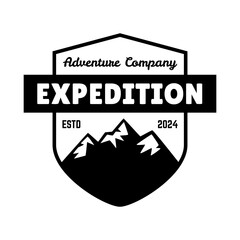 Sticker - Adventure and outdoor vintage logo template, badge or emblem style. Mountain logo vector design template.